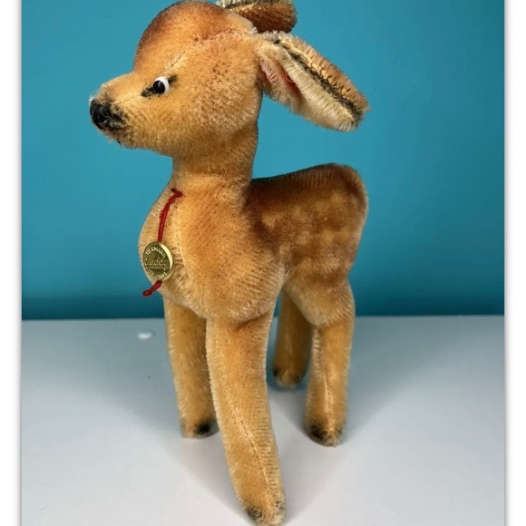 Vintage Hermann Mohair Deer Doe 9" Golden Brown Excellent Rare Collectible - Picture 4 of 8